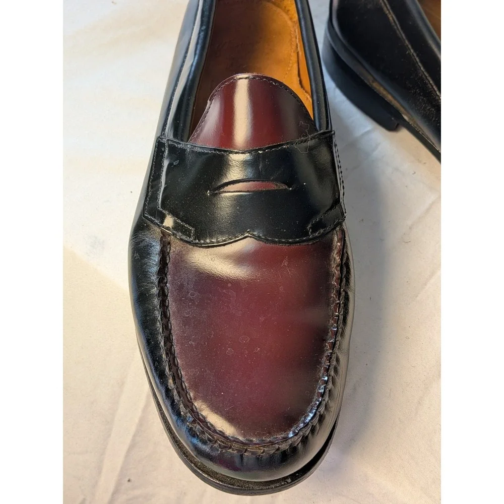 GH Bass Weejuns Mens Penny Loafers Black Burgundy Leather 11.5 D 1936 640